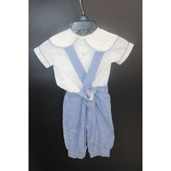 TODDLE TYKE VINTAGE BABY OUTFIT GIRAFFE EMBROIDERED GINGHAM SEERSUCKER 2PC - Picture 6 of 9